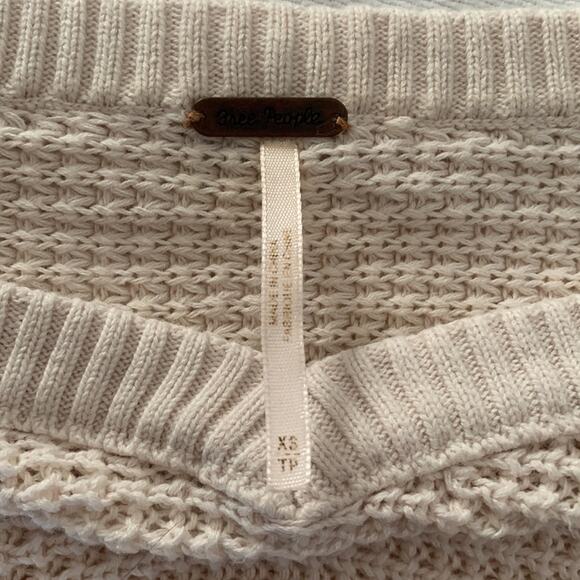 Free people womens xs oversized cold shoulder waffle knit top shirt long sleeve - Picture 4 of 9